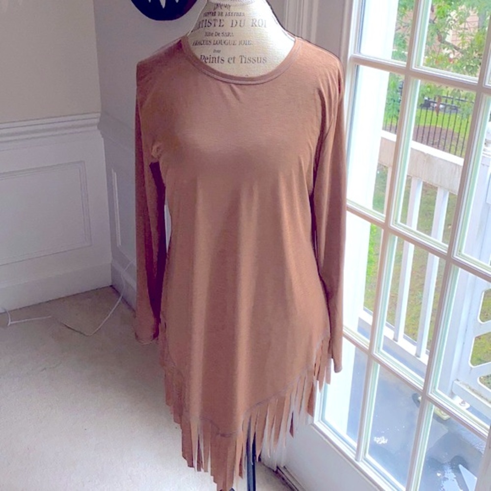L&B Long Sleeve Fringe Hem Tunic (Large)  NWT